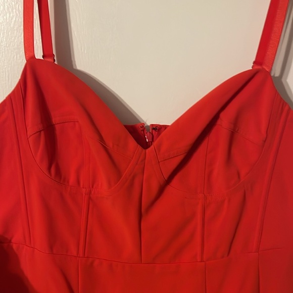 Sergio Hudson Red Bustier Midi Dress - Picture 3 of 8